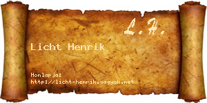 Licht Henrik névjegykártya